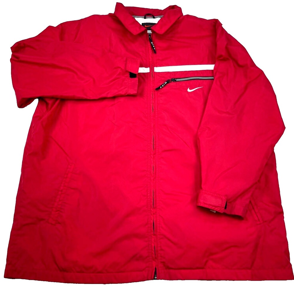 Vintage Nike Jacket Men XL Red Track Suit Windbreaker Full Zip Y2K 2000s *